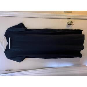 Cuyana Black Midi Dress with Short Sleeves